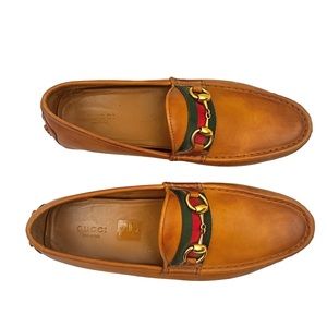 GUCCI Damo Horsebit Leather Driving Loafers